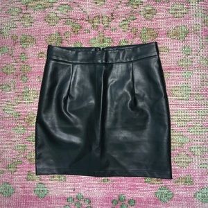 Black leather mini skirt